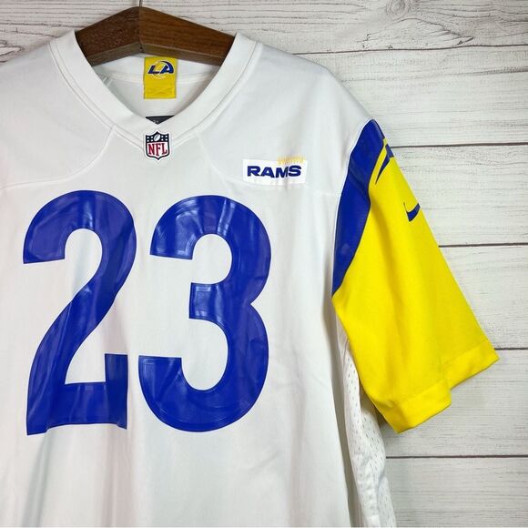Nike on Field Los Angeles Rams Cam Akers 23 NFL Jersey White Blue Yellow Size XL - Picture 4 of 10